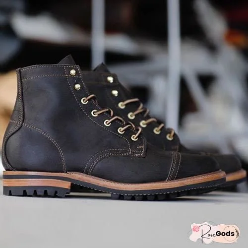 Cow Split Leather Men Boots Comfortable Boots Men Footwear Rubber Ankle Boots Men's Shoes