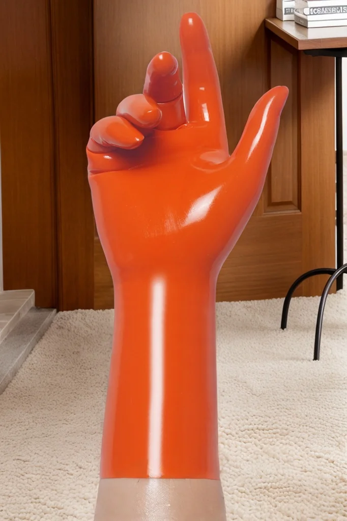Unisex Latex Gloves Orange Classic Short Molded Latex Gloves Sophisticated Minimalist Gloves (KG31589)