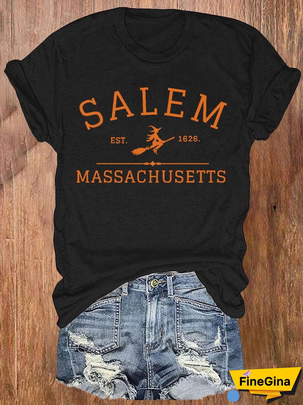 Women's Casual Salem Massachusetts Printed Short Sleeve T-Shirt