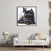 Butterfly And Black Cat-18CT Stamped Cross Stitch 25*25cm/9.84*9.84in tapestrymarket