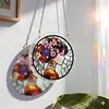 (25cm)DIY Acrylic Jigsaw Puzzle Window Hanging with Hanging Chain DIY Stained Glass Decoration Round Window Puzzle Decor for DIY Craft Project (Stained Glass Floral Lady)