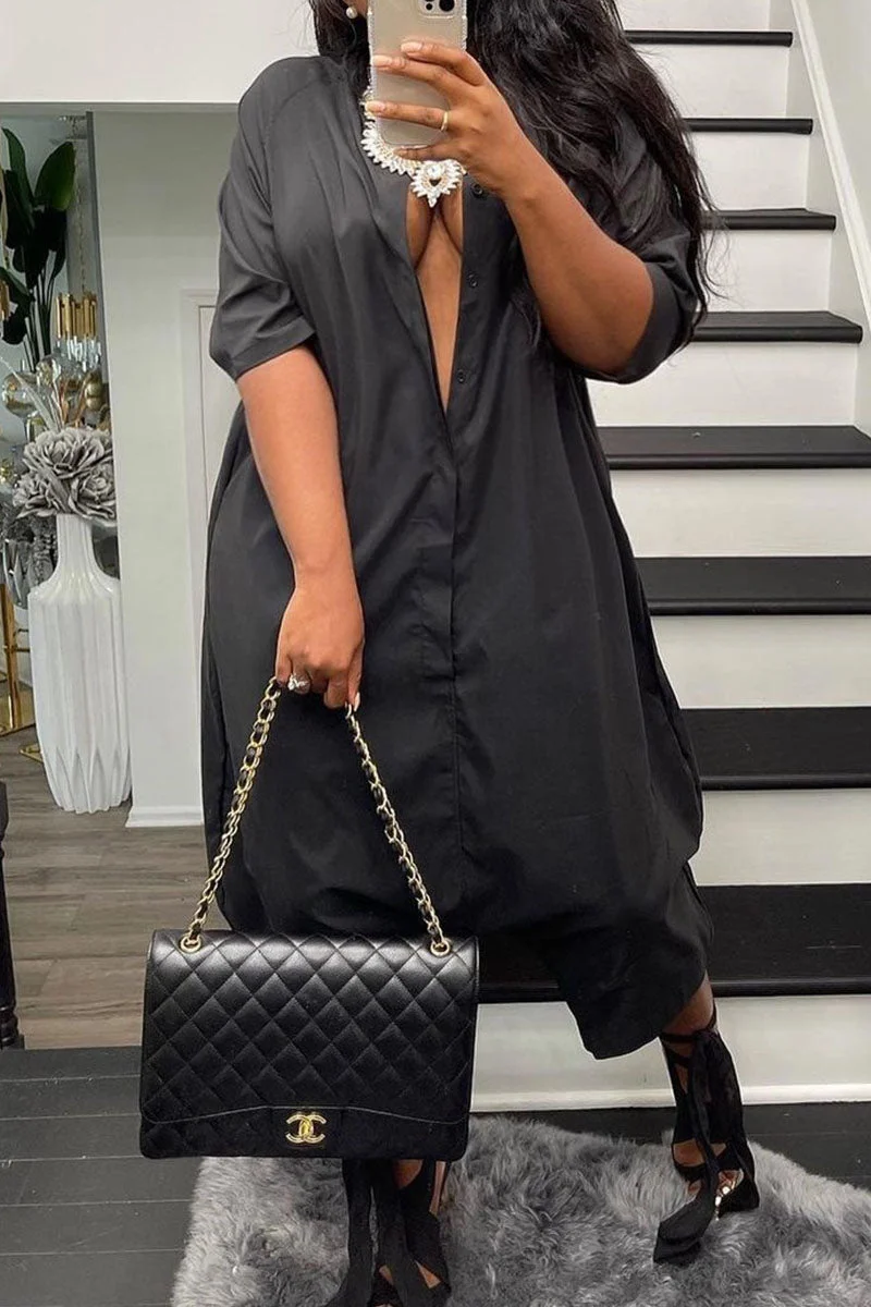 Street Solid Split Joint Buckle Mandarin Collar Loose Jumpsuits