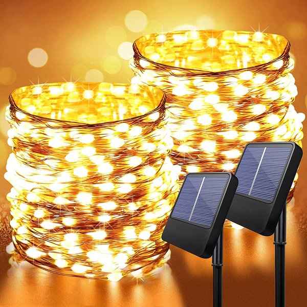 Solar Outdoor Light String- 33Feet 100/200 LED Copper Wire Lights, Solar Powered Fairy Lights, Waterproof Solar Decoration Lights for Garden Yard Party Wedding Christmas (Warm White) - Shop Trendy Women's Fashion | TeeYours