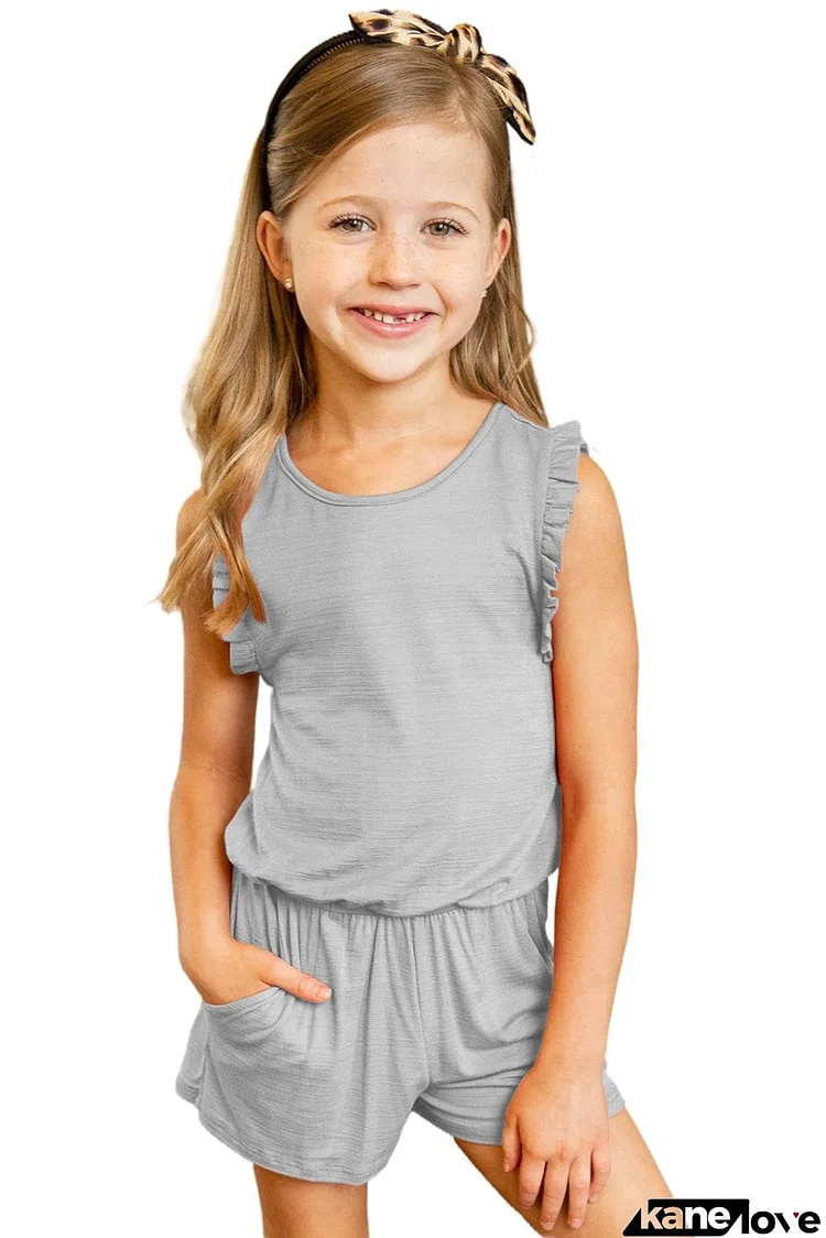 Salmon Ruffled Sleeveless Kids' Romper