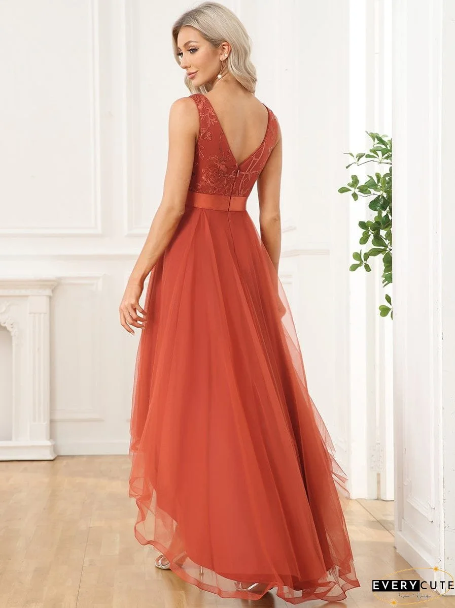 Rustic-Colored Prom Dress with Sequin Accents