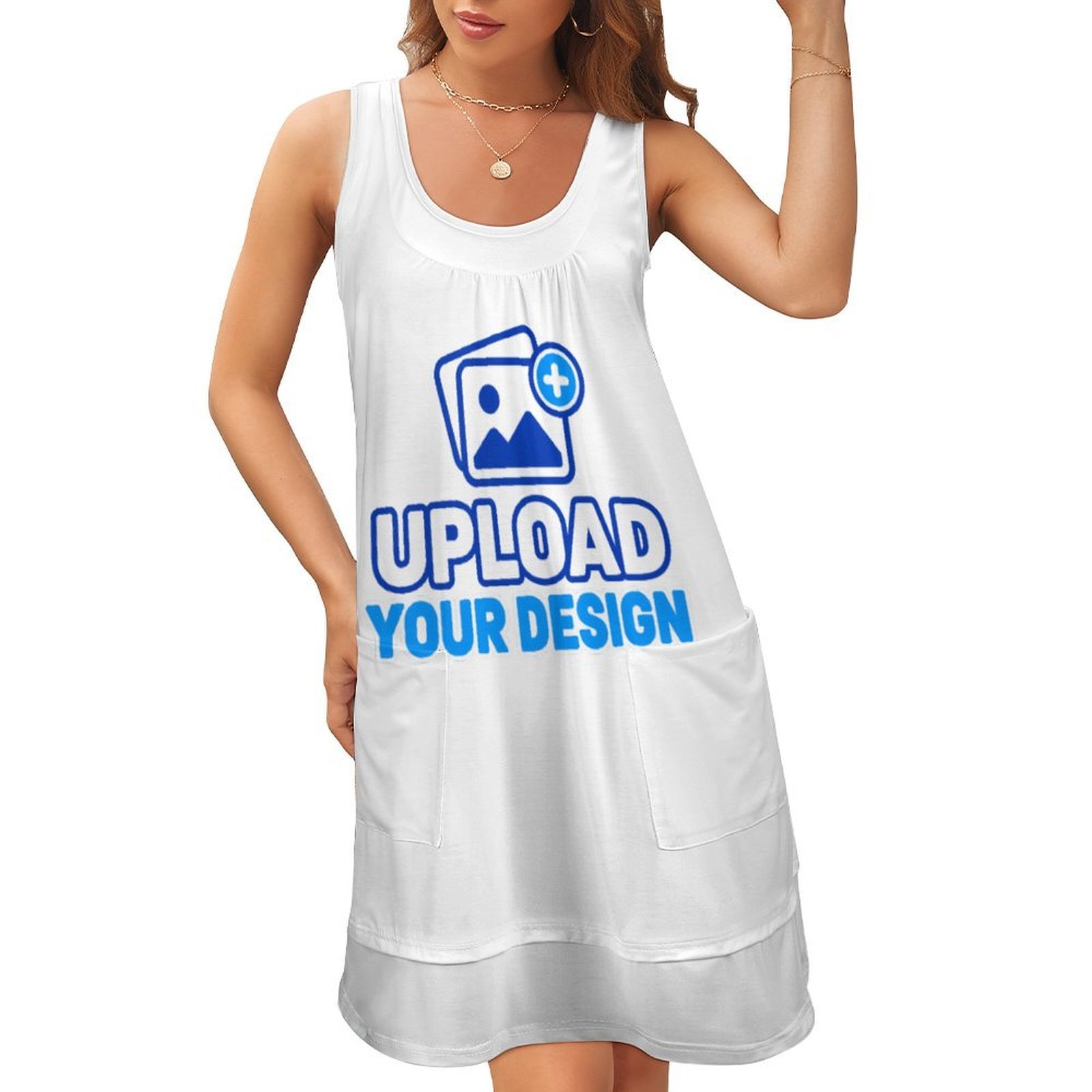 Custom Sleeveless U-Neck Faux-Layered Dress product image 8