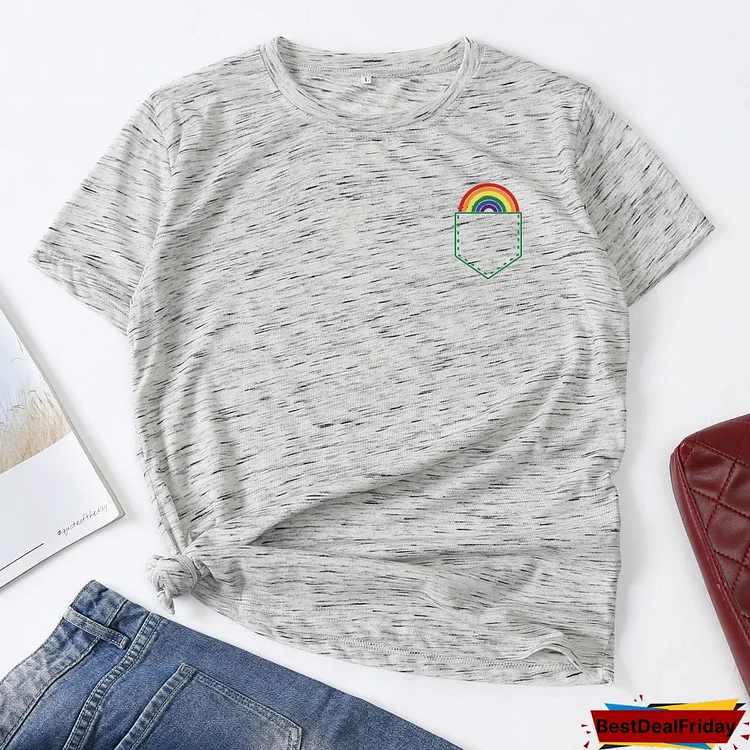Rainbow Pocket LGBT Pride Woman T-Shirt Short Sleeve T-Shirts Summer TopsFor Women Cotton Graphic Tee Female Shirt Clothes