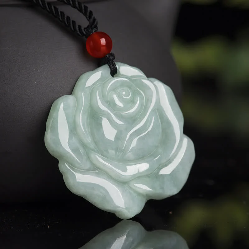 Lotus Pattern Jade Abundance Prosperity Necklace String Pendant