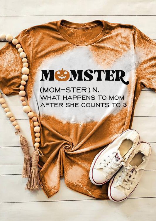 Momster Pumpkin Bleached T-Shirt Tee - Orange