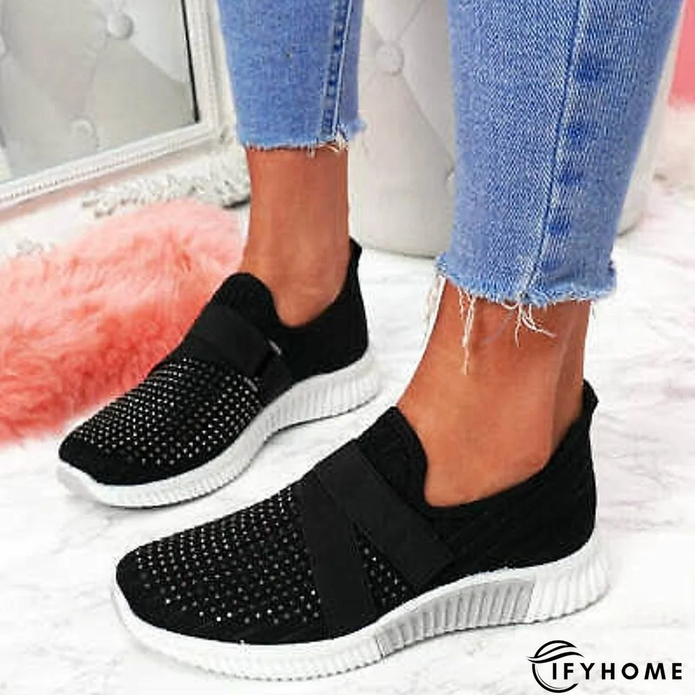 Women's Unisex Sneakers Flyknit Shoes Round Toe Sporty Minimalism Tissage Volant Loafer Solid Colored Black White Yellow | IFYHOME