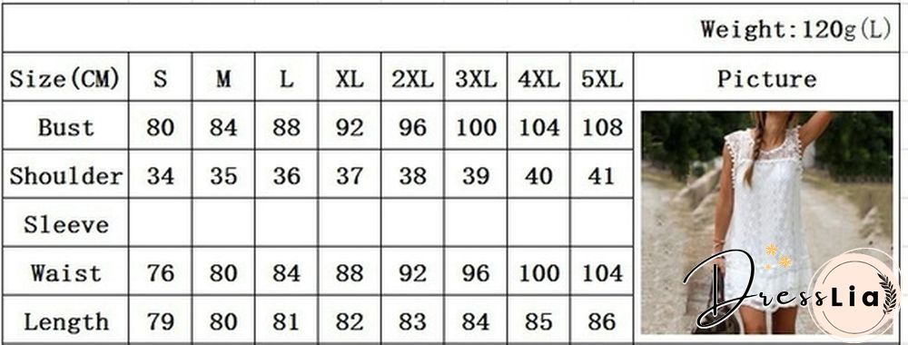 Fashion Summer Dress Sexy Women Casual Sleeveless Beach Short Dress Tassel Solid White Mini Lace Dress Plus Size