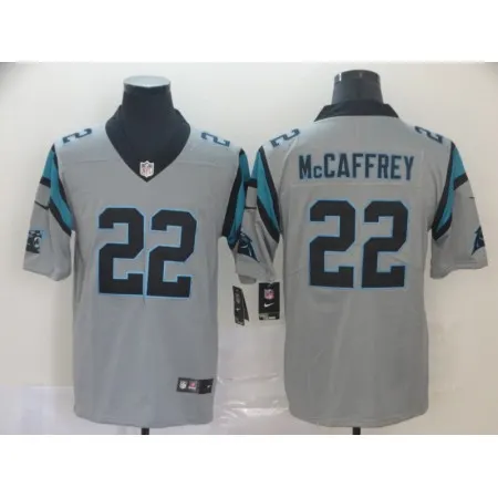 Men's Carolina Panthers  #22 Christian McCaffrey Silver Inverted Legend Stitched NFL Jersey