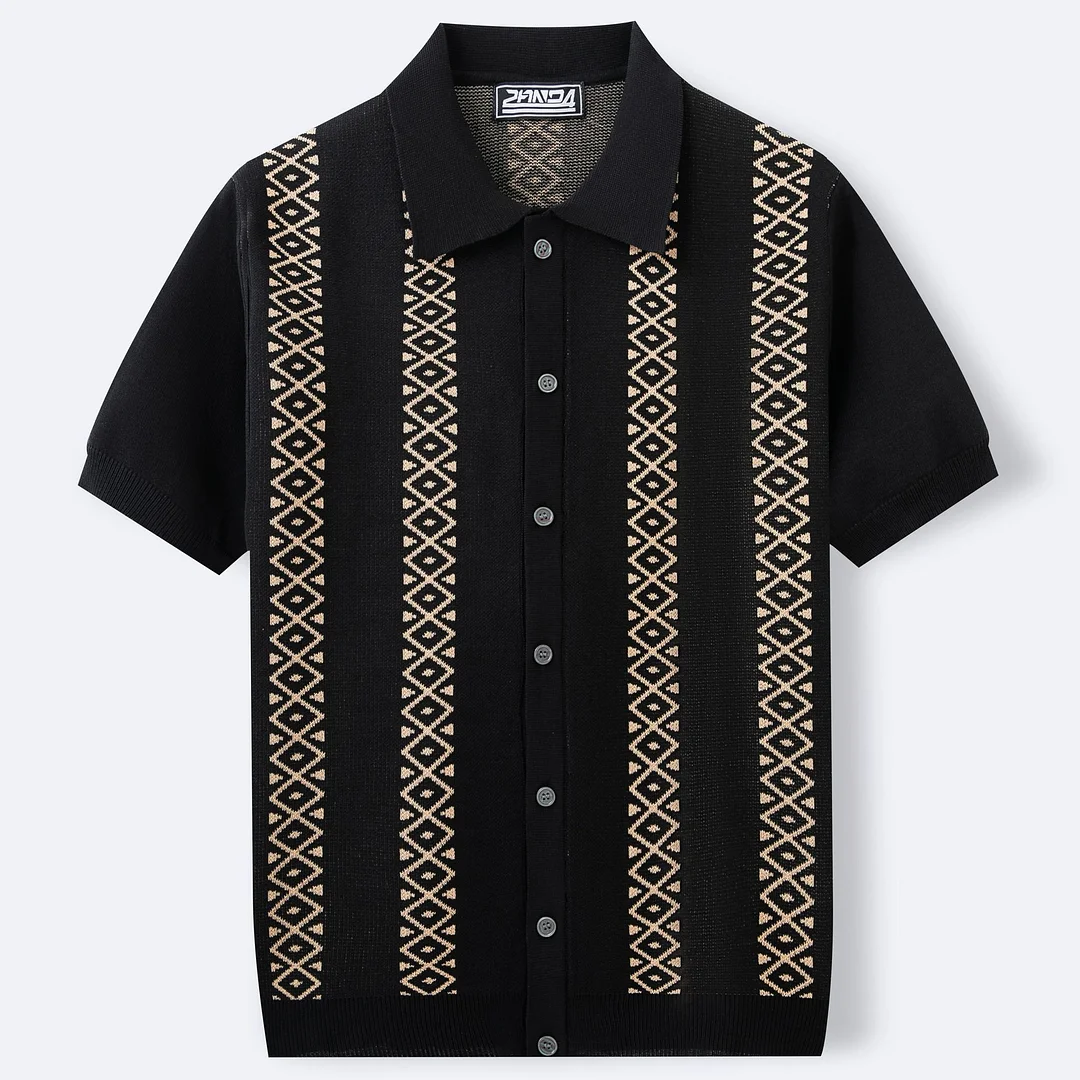 Uveng Uveng Men's Men's Summer Striped Jacket Knits Short-Sleeves Sleeves Casual POLO Shirtsy0141