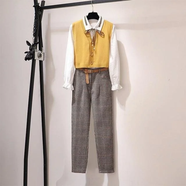 Wilde - 3 Piece Set- Sweater Vest- Blouse- Trouser SP16577