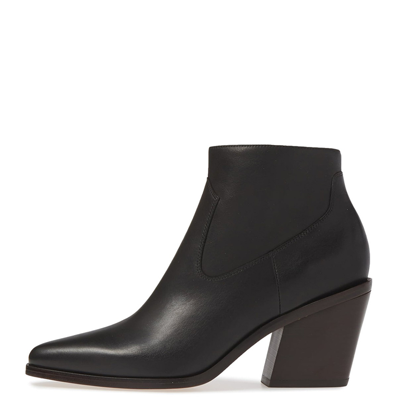 TAAFO Black Woman Ankle Boots High Chunky Heels Pointed Toe Zipper Booties Ladies Shoes