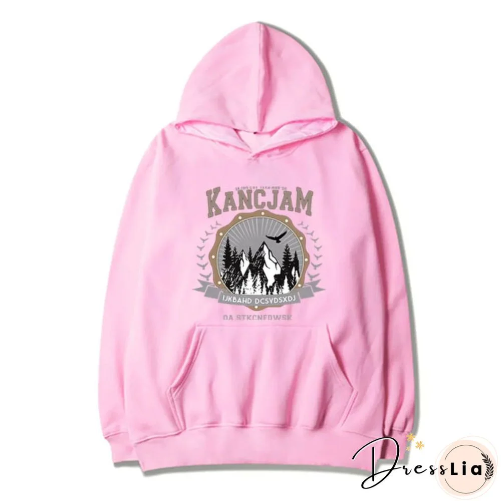 Vintage Unisex Mountains Print Oversized Hoodie