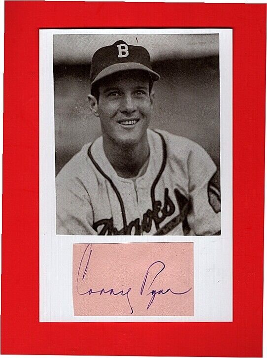 1944 CONNIE RYAN-BOSTON BRAVES AUTOGRAPHED CUT W/ 4X6 SIZED BOOK Photo Poster painting