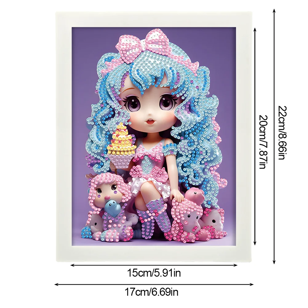 Diamond Painting - Partial Crystal Rhinestone Drill - Cartoon Girl(Canvas|15*20cm)【with Plastic Frame】