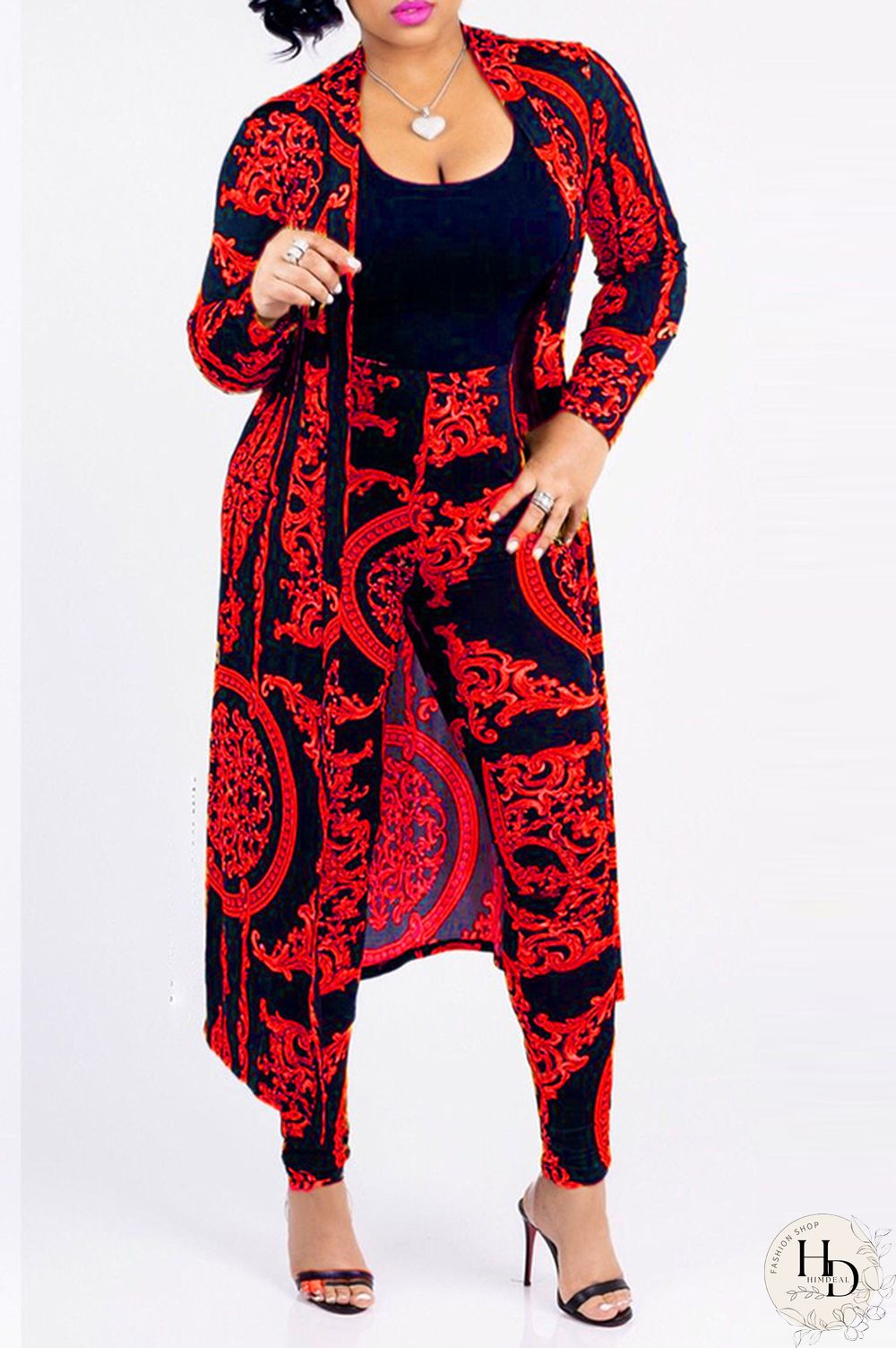 Blue Casual Printed Blending Two-piece Pants Set(Without T-shirt)