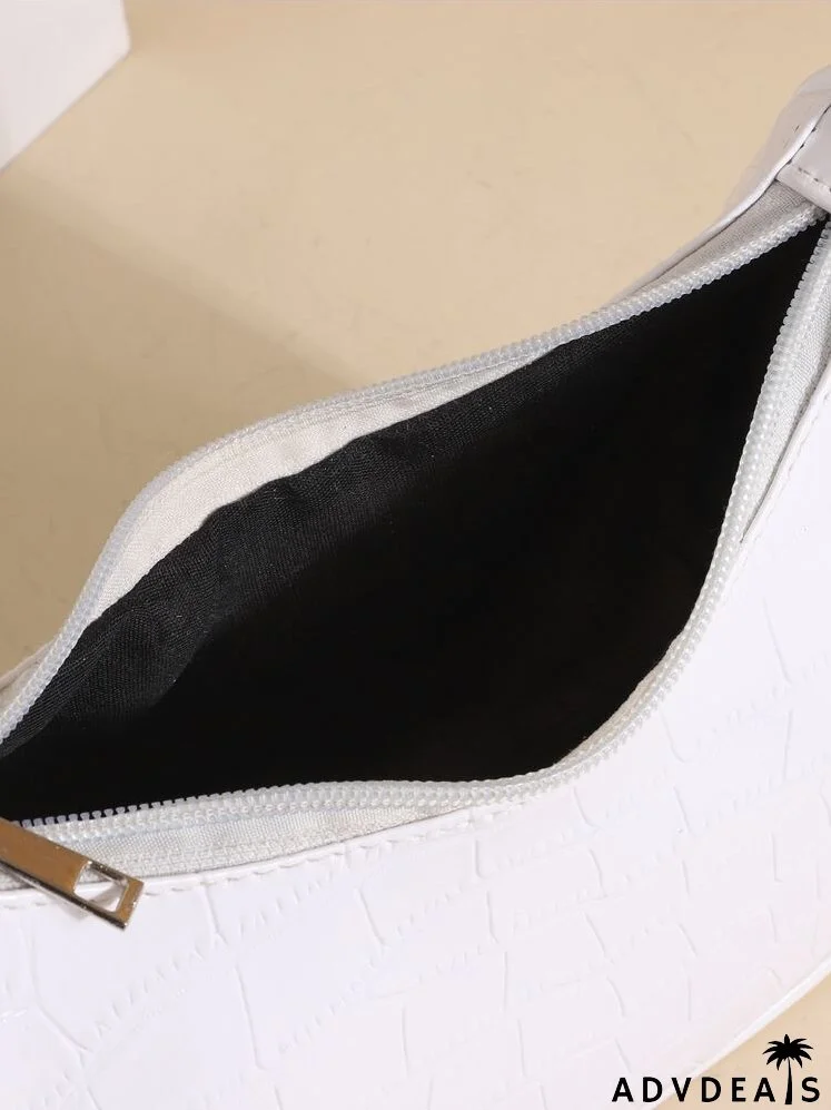 Croc Embossed Baguette Bag