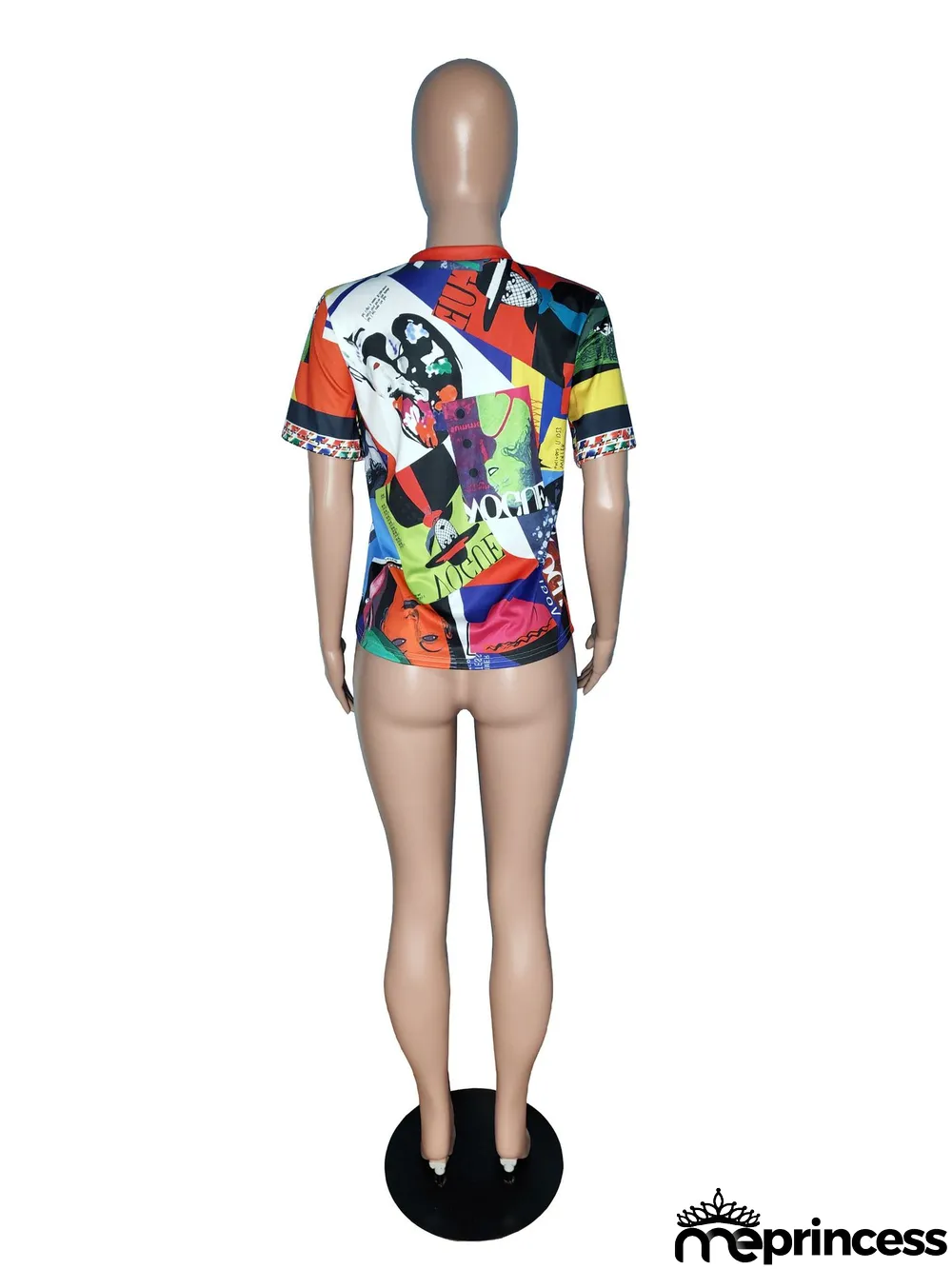 Novelty Print O Neck Short Sleeve T Shirt