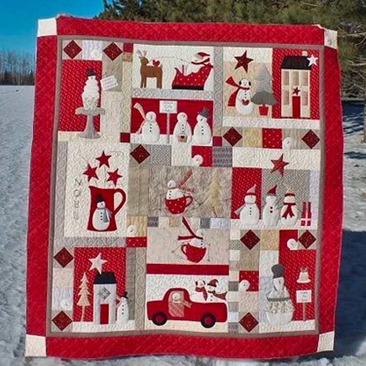 🔥kukelife🔥Snowmen Christmas CLA0910639Q Quilt Blanket