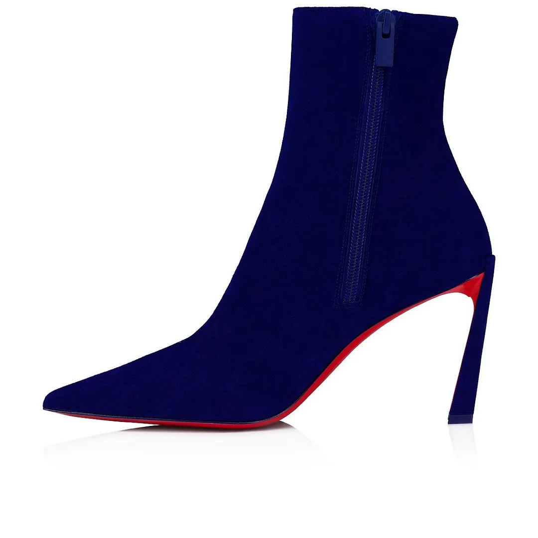 85mm Women's  Suede Red Bottom Ankle Boots  Special Heel Boots-vocosishoes