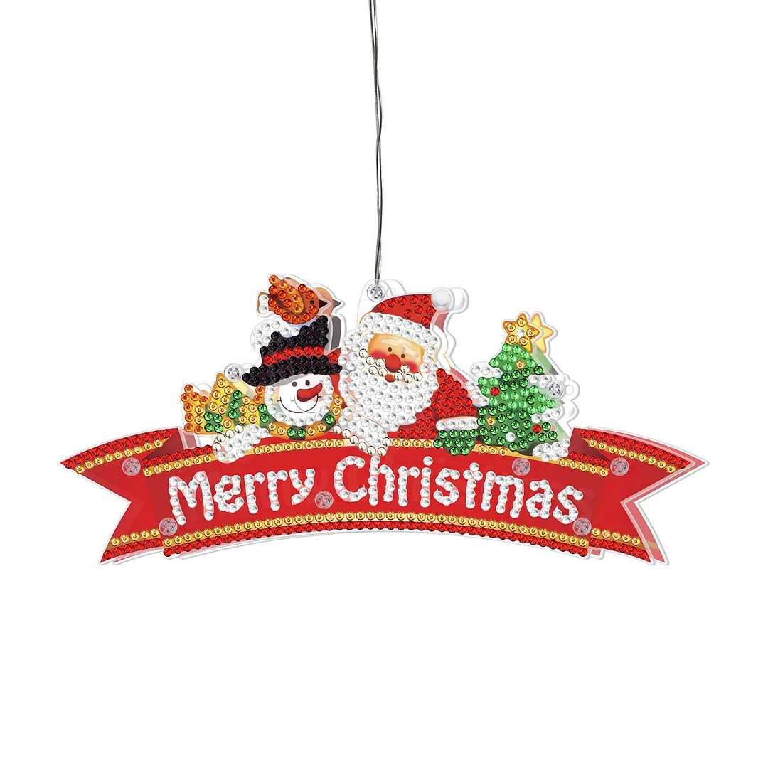 5D Christmas Diamond Painting Hanging Light Festive Rhinestone Lamp Pendant