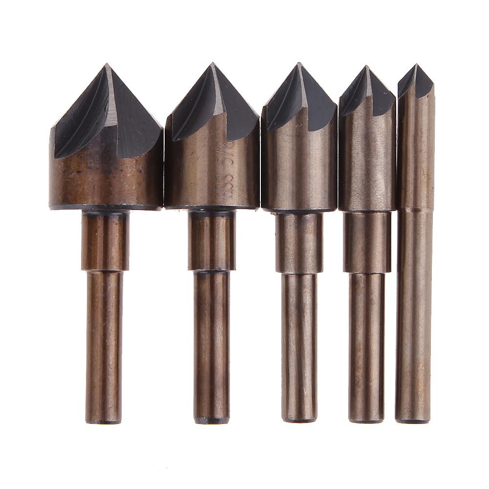 

5pcs Countersink Drill Bit Set Hss 5 Flute Edge Chamfering 82° Taper Cutter, 501 Original