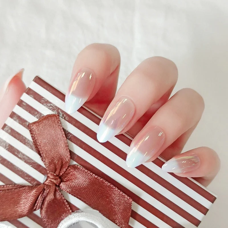 24pcs/set Press on Nail Tips Acrylic 10 Sizes Flower Design Fake Nails Art Full Cover French False Nail Art Tips Artifical Nails-Nail Inspo