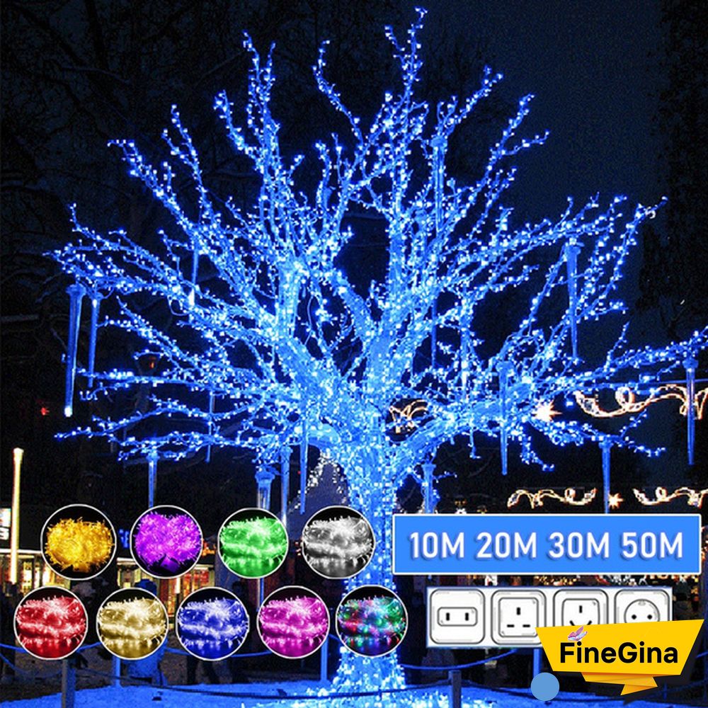 Holiday Led Christmas Lights Outdoor 100M 50M 30M 20M 10M Led String Lights Decoration For Party Holiday Wedding Garland