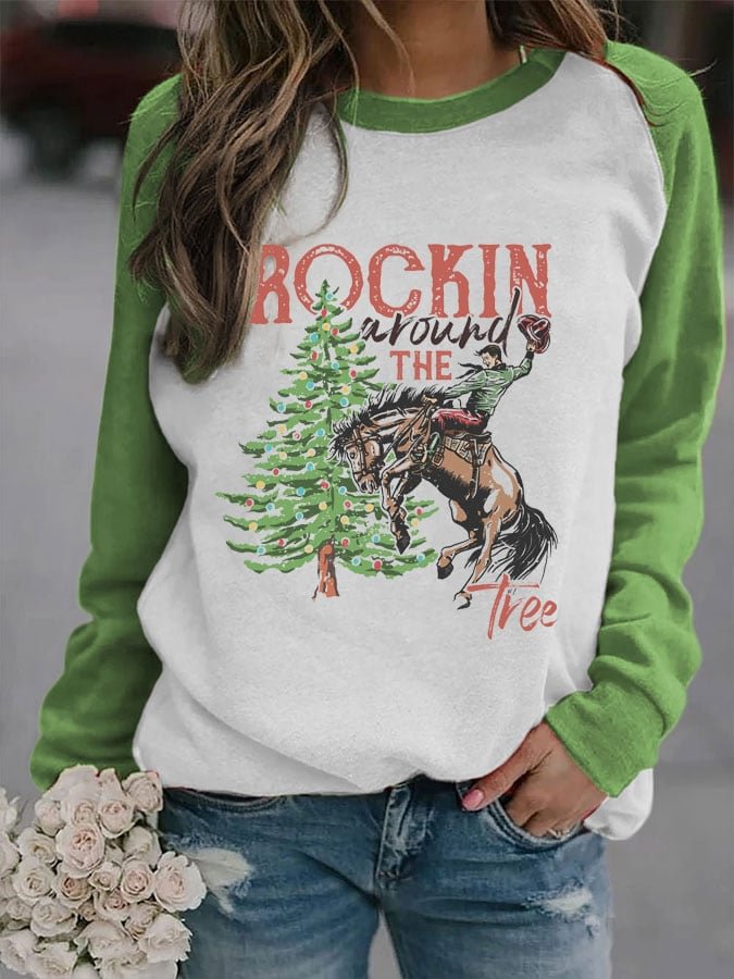 Women's Rockin Around The Tree Print Sweatshirt