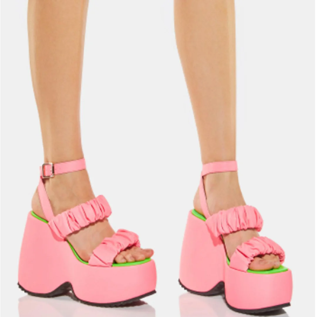 Women Sandals High Heels Open Toe Buckle Fashion Sandals Wedge Platform Black Plus Size High Heel Beach Shoes