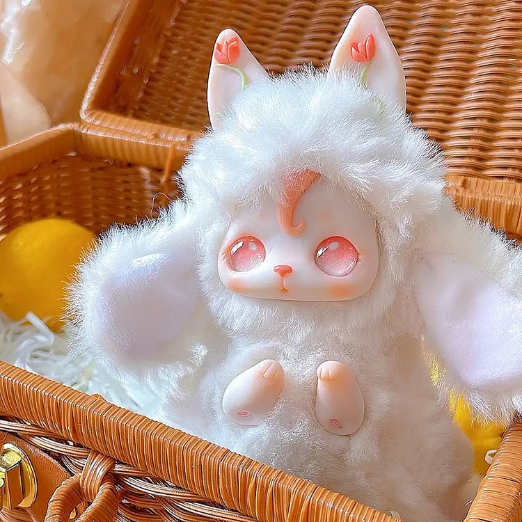 Mythical Creatures Art Doll Fantasy Creature Lovely White Big Ear Rabbit Animal Doll Handmade Gift