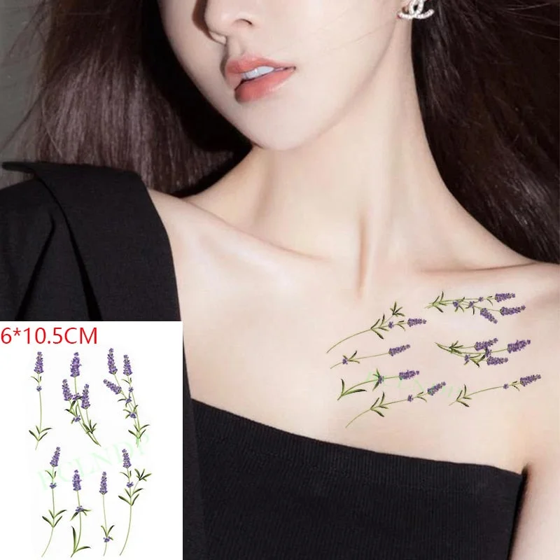 Waterproof Temporary Tattoo Sticker Rose Flower Leaf Letter Black Small Body Art Flash Tatoo Fake Tatto for Kids Girl Men Women