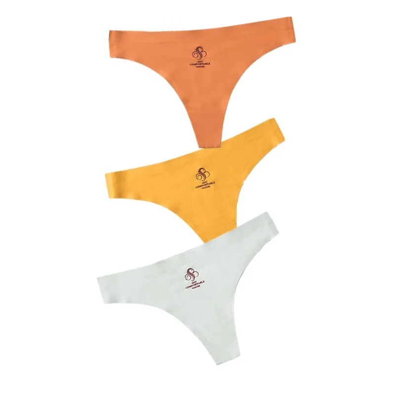 3pcs Women Thongs & G Strings Sexy Low-Rise Seamless Panties Ultra Thin Solid Thong Woman Invisible Plus Size Underwear Lingerie