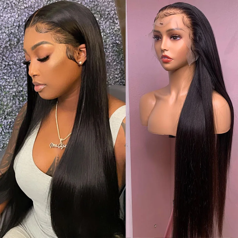 Black Color Lace Front Hair Straight Long Wigs ELCNEPAL