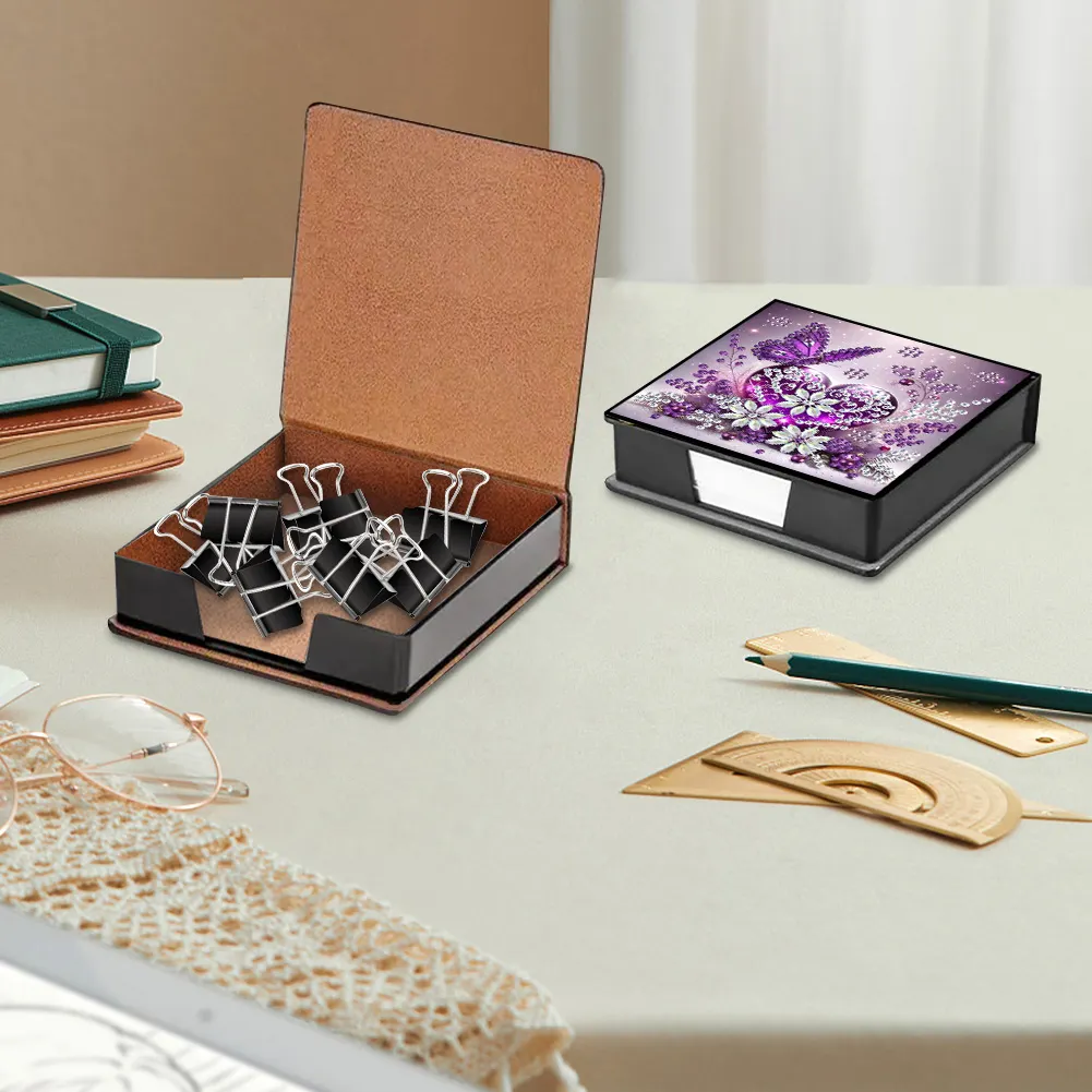 PU 5D Diamond Painting Kit Note Box DIY Diamond Art Notepad Box (Butterfly)