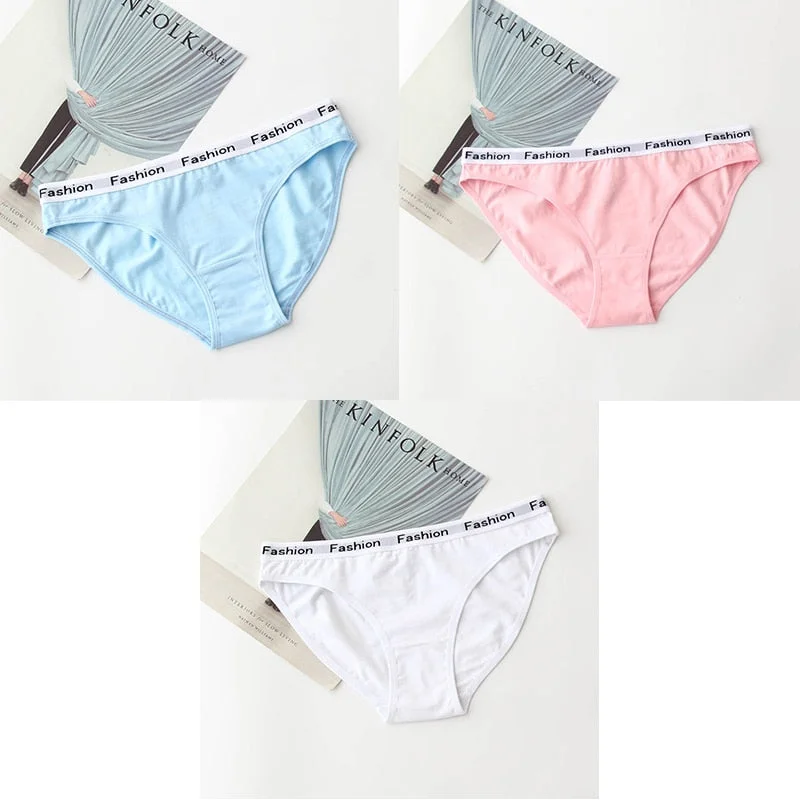 M-2XL Cotton Panties Female Underpants Sexy Panties for Women Briefs Underwear Plus Size Pantys Lingerie 3PCS/Set 5 Solid Color