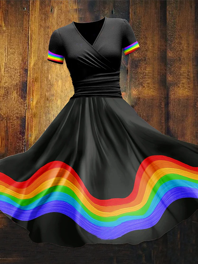 Women's  Rainbow Art Print  Maxi Dress