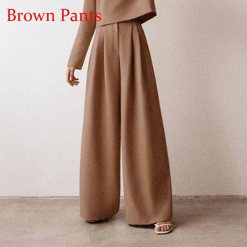 OOTN Casual Solid Blouse Long Sleeve Shirt Women Elegant Khaki Tops And Pants Female O Neck Brown Blouses Spring Summer 2021