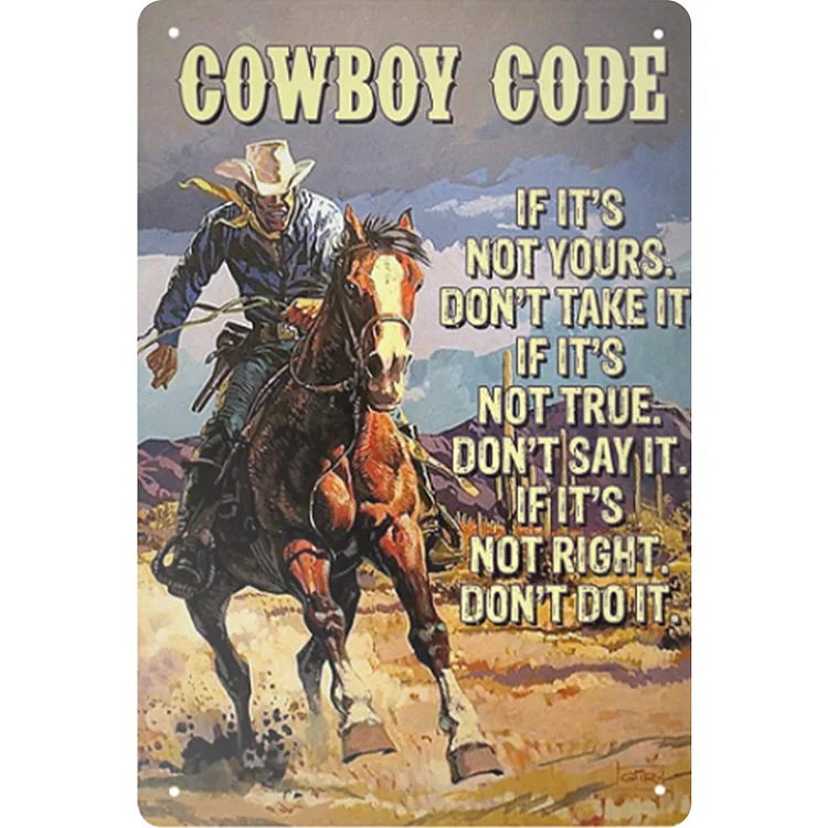 Cowboy Vintage Metal Plate Tin Sign Plaque for Bedroom Bar Club Cafe Poster-Annaletters