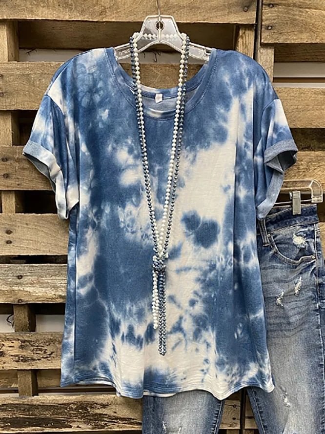 Bestdealfriday Blue Short Sleeve ShifT-Shirts Tops 8958238