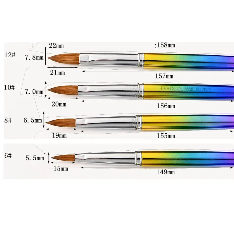 100% Kolinsky Acrylic Sable Nail Brushes Manicure Nail Art Brush Oval for Nail Extension UV Gel Builder Tools-Nail Inspo