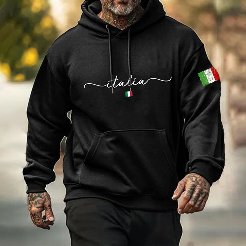 Felpa con cappuccio da uomo con souvenir dell'Italia