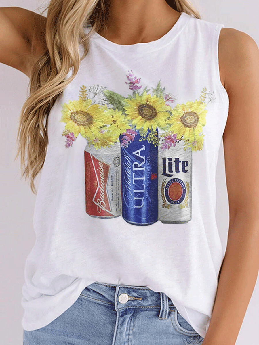 Sunflower Wine Bottles Casual Tank