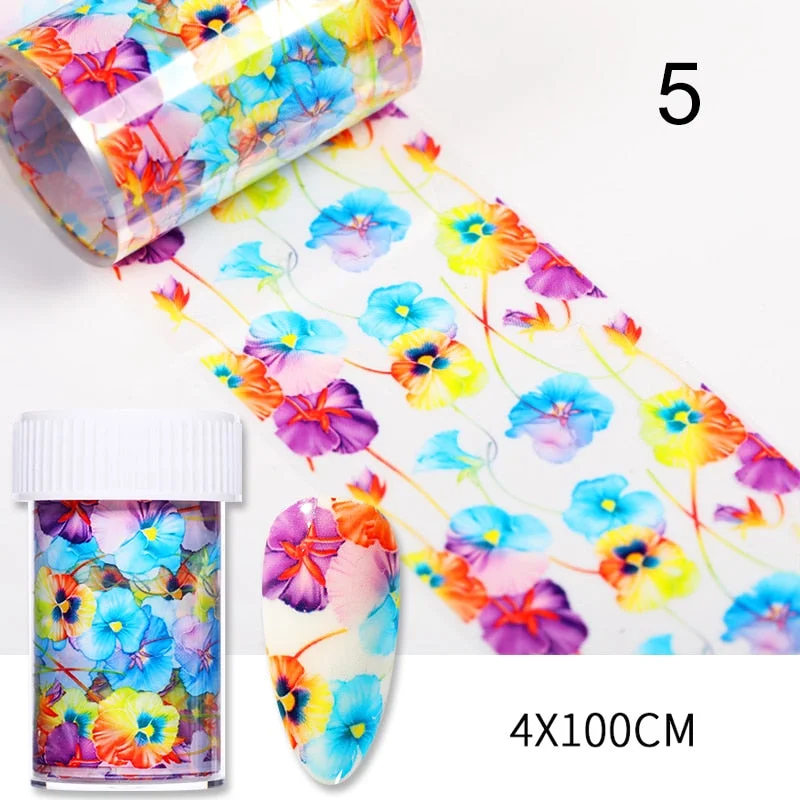10Pcs/Bag Marble Nail Art Transfer Foil Sticker Flower French Tip Wraps Adhesive Decals Nails Decoration Manicures Accessories-Nail Inspo