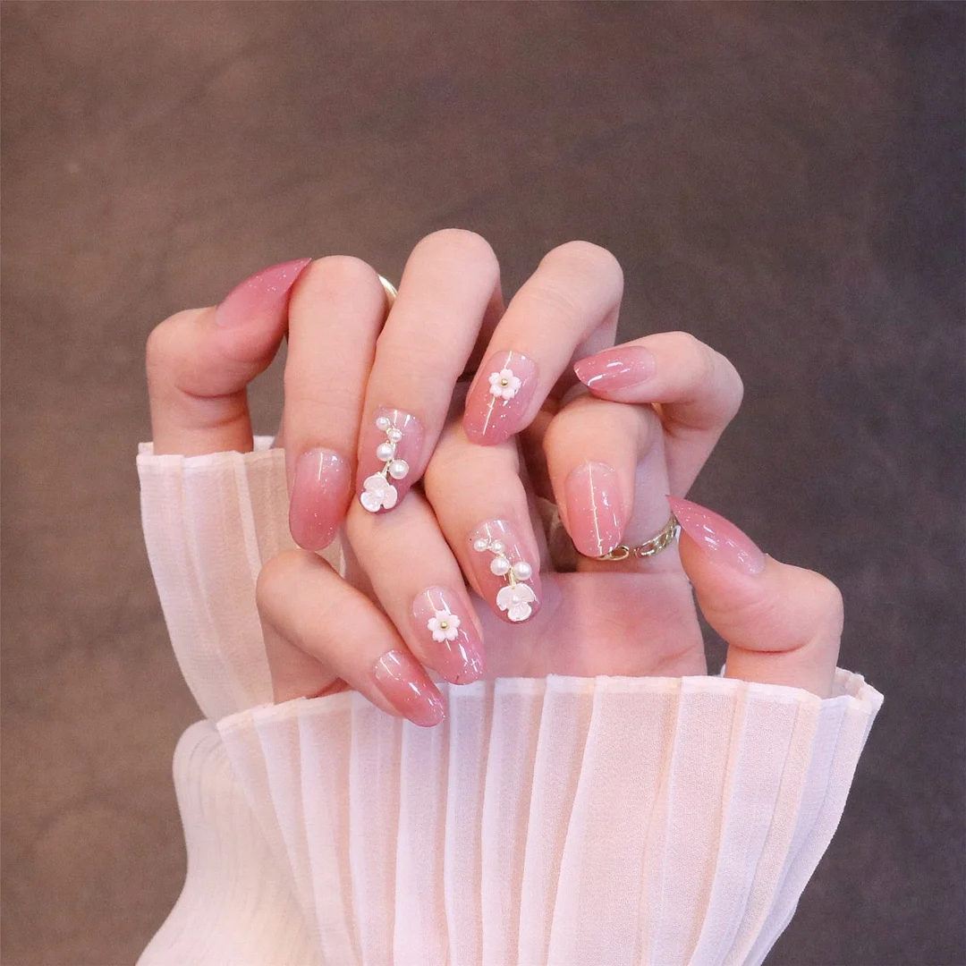24PCS/box artificial nails with glue Gradients wear long paragraph fashion Manicure patch False nails press on for girls-Nail Inspo