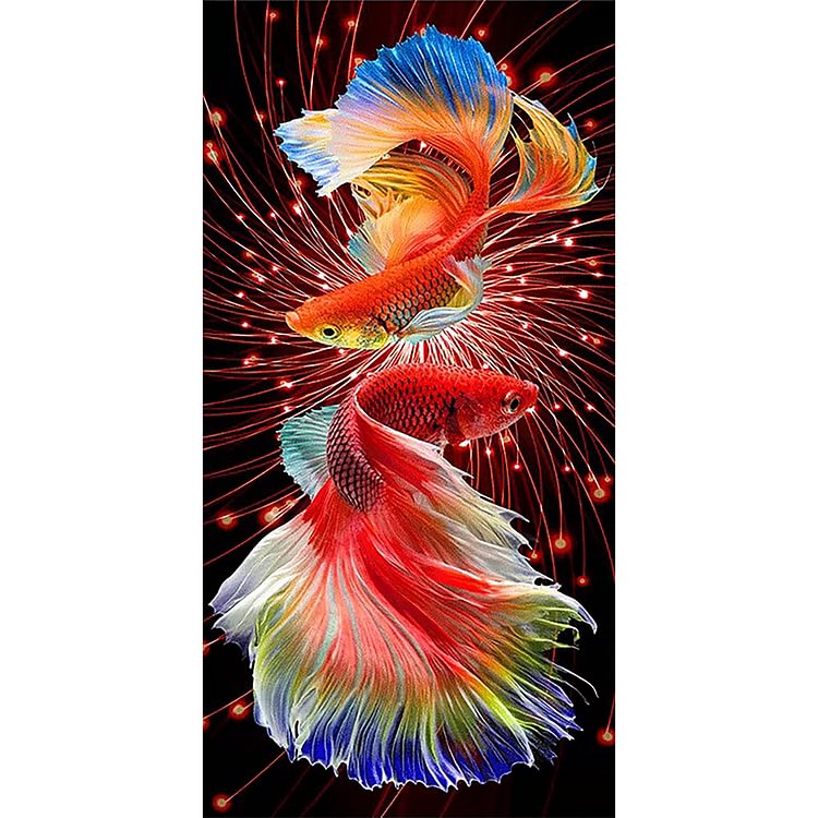 Peinture au diamant - carré complet - poisson koi (40 * 80cm)