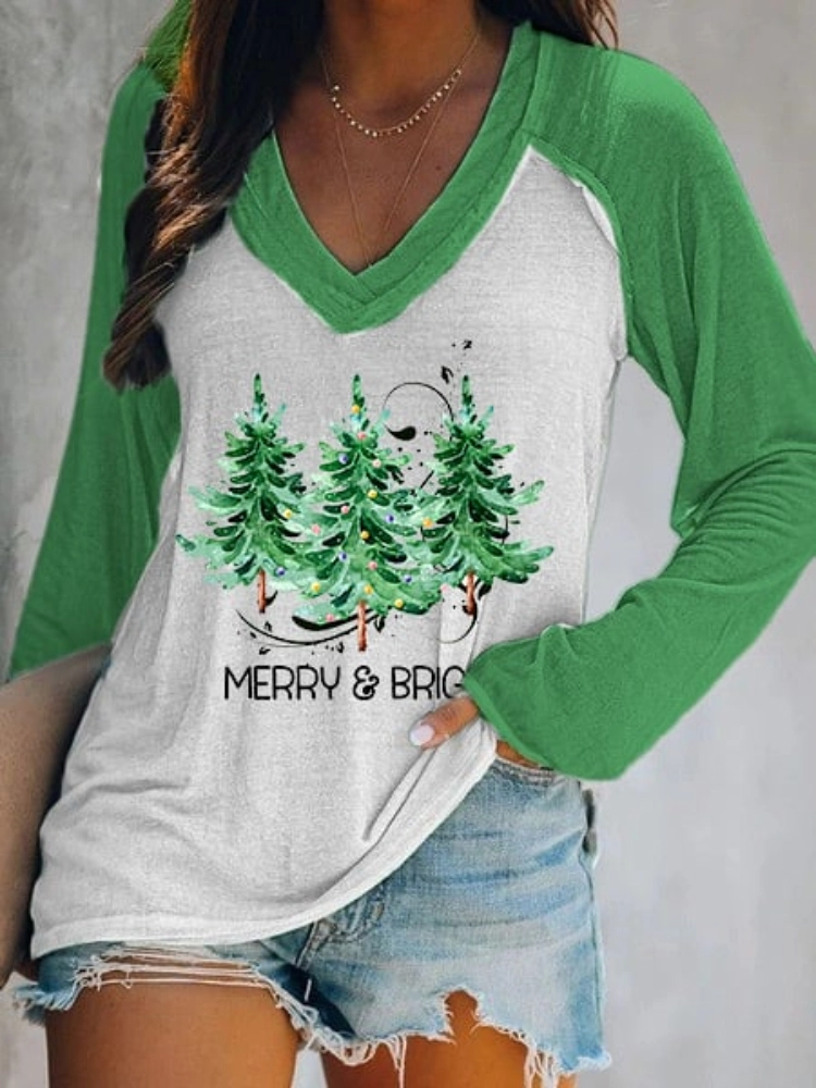 Fashionable  Christmas  Women's Print Long Sleeve T-Shirt.